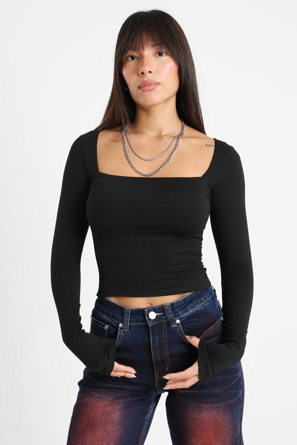 Crop long sleeve shirt - Black