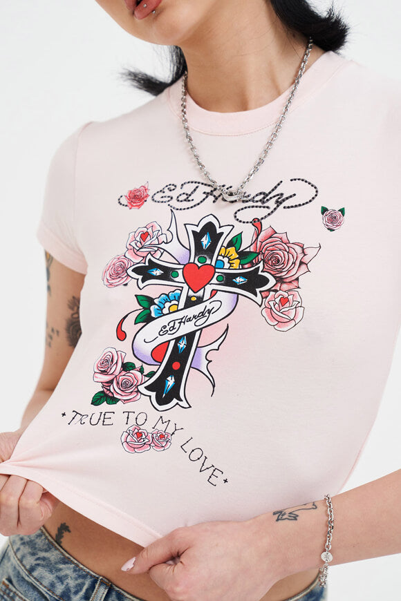 Love Is True Crop T-Shirt - Pink