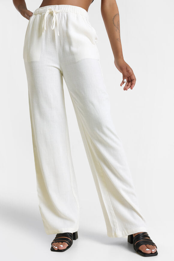 Wide leg linen trousers - Offwhite