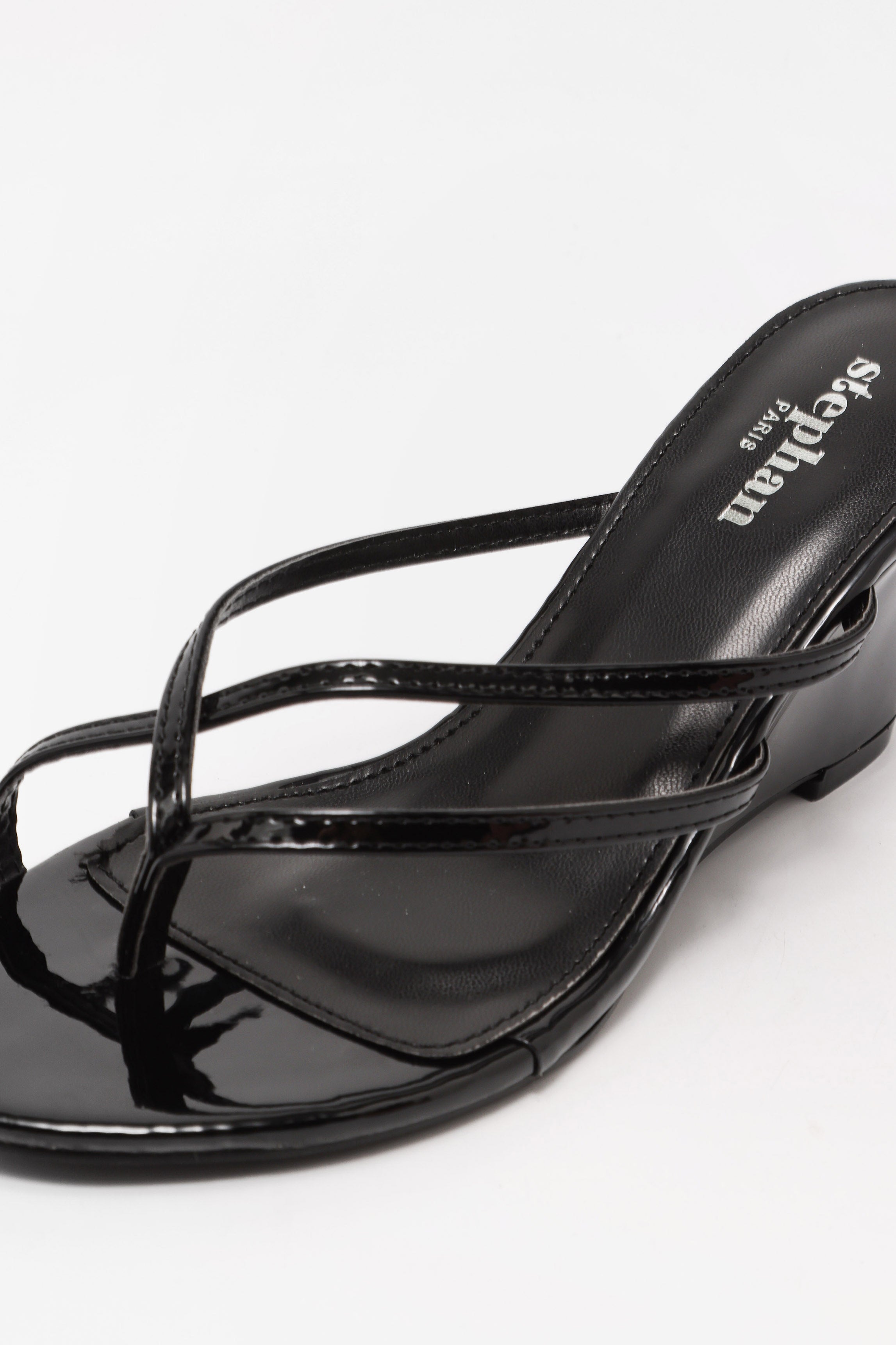 Patent leather wedge mules - Black