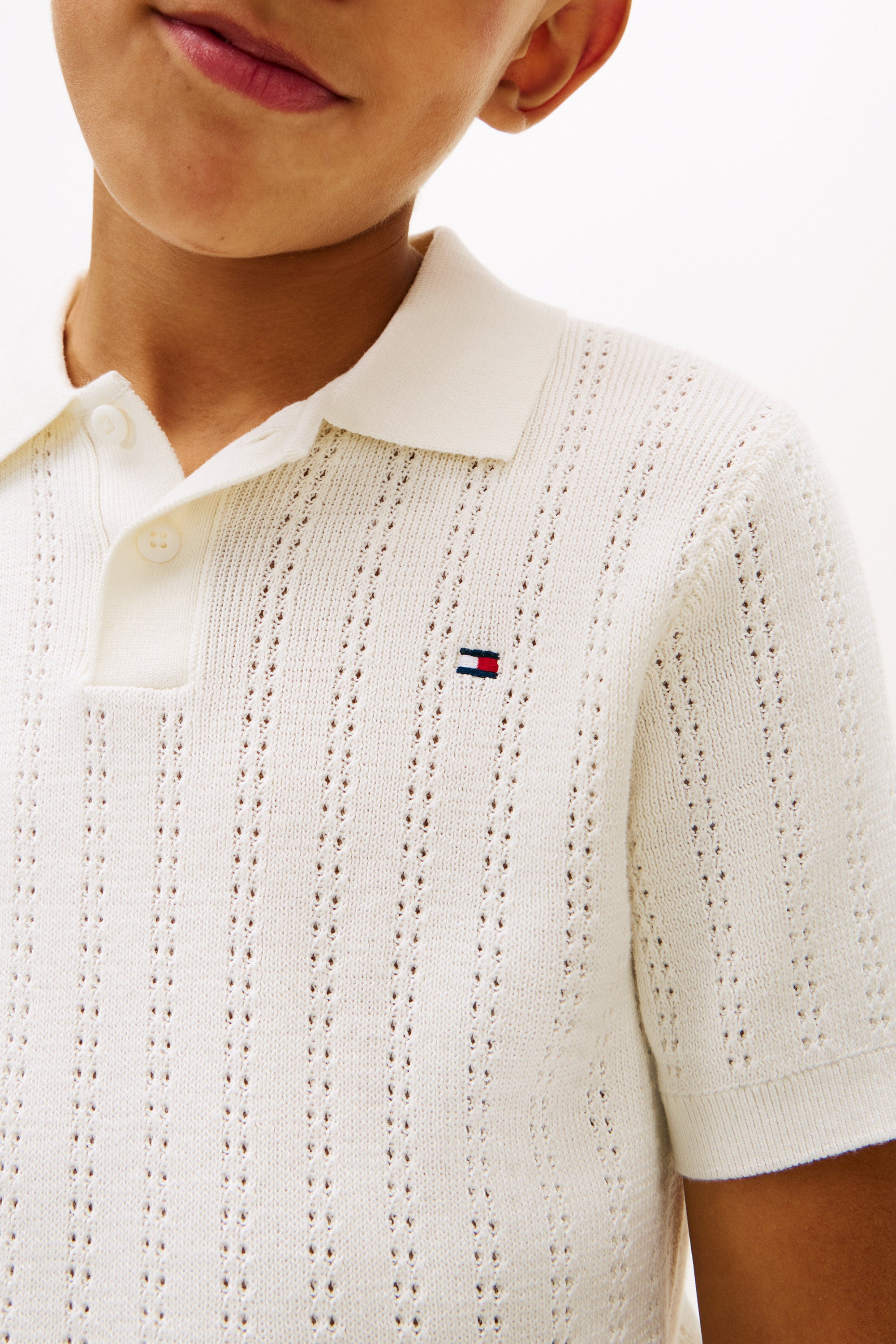 Strick Poloshirt - Ivory Silk