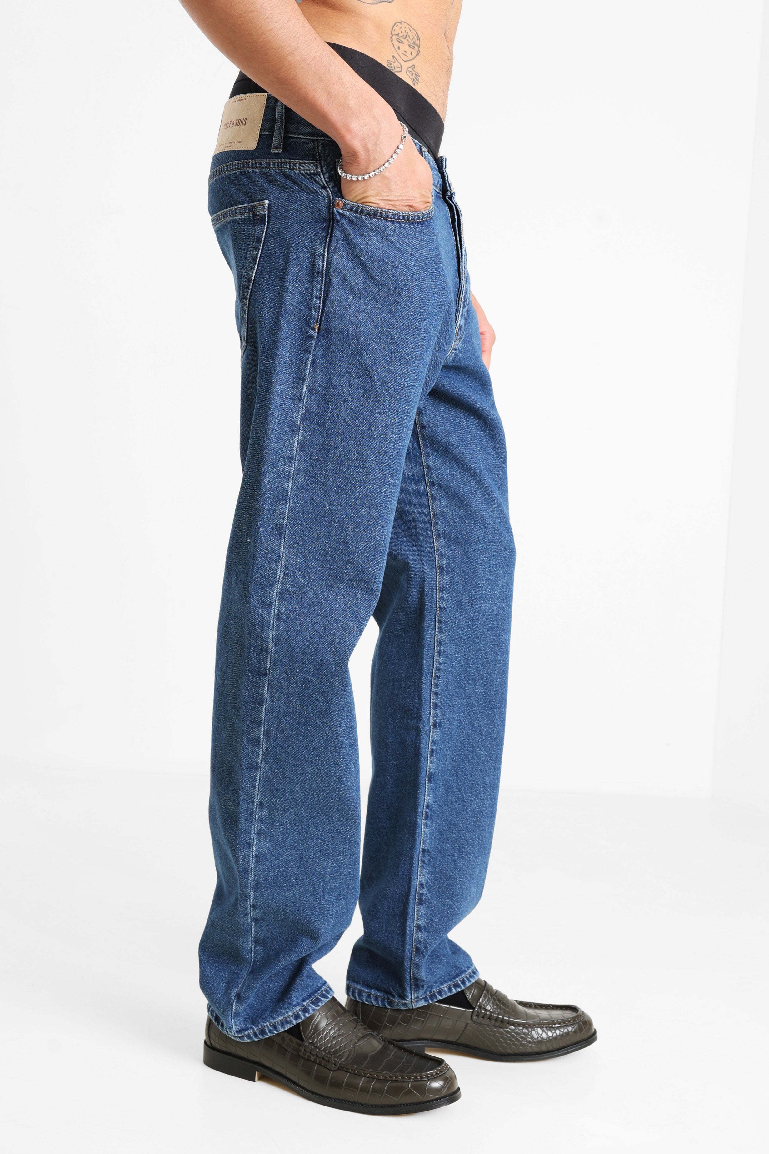 Edge Straight Loose Fit Jeans L32 - Dark Blue Denim