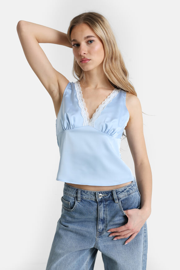 Crop top in raso - azzurro