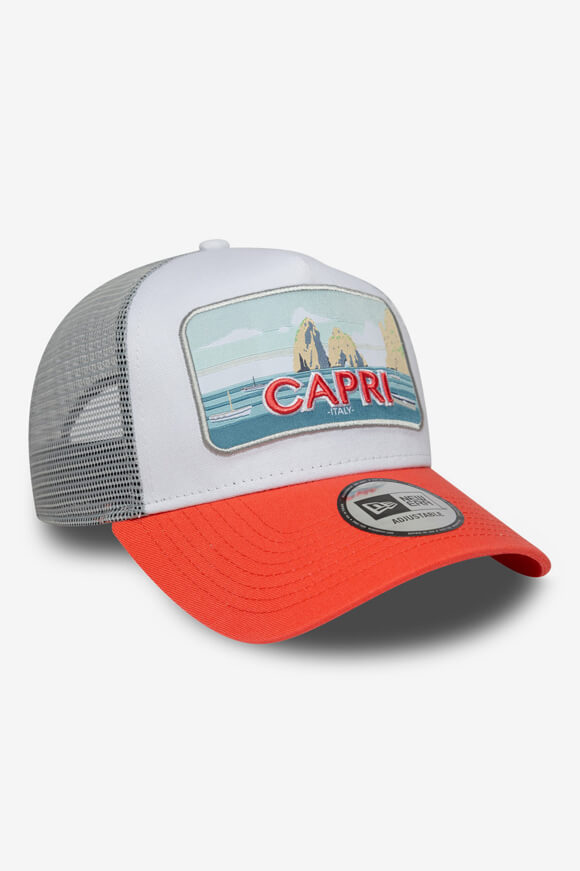 Capri Trucker Cap / Snapback - White + Coral + Light Grey