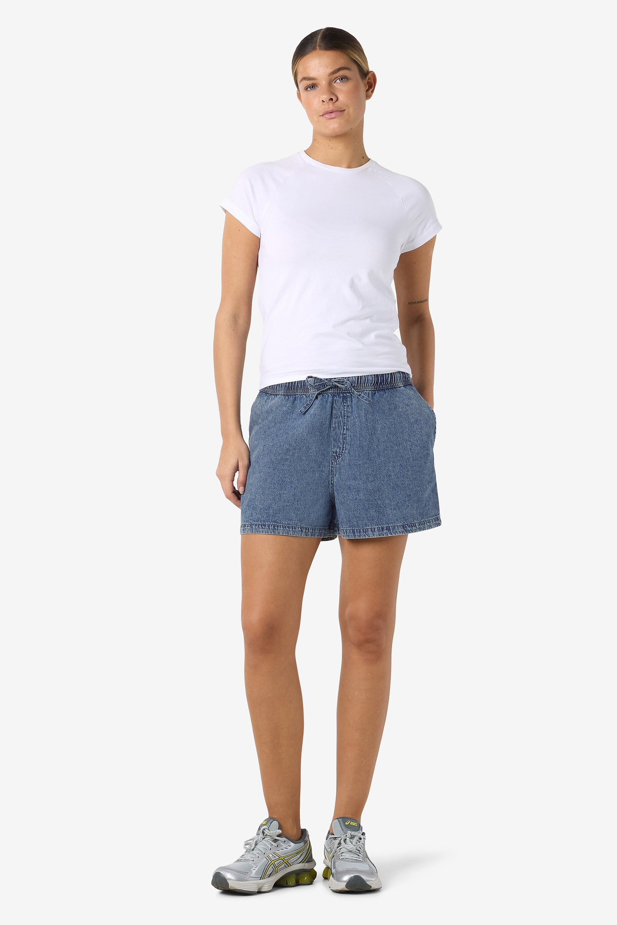 NMENZA Stoffshorts - Medium Blue Denim