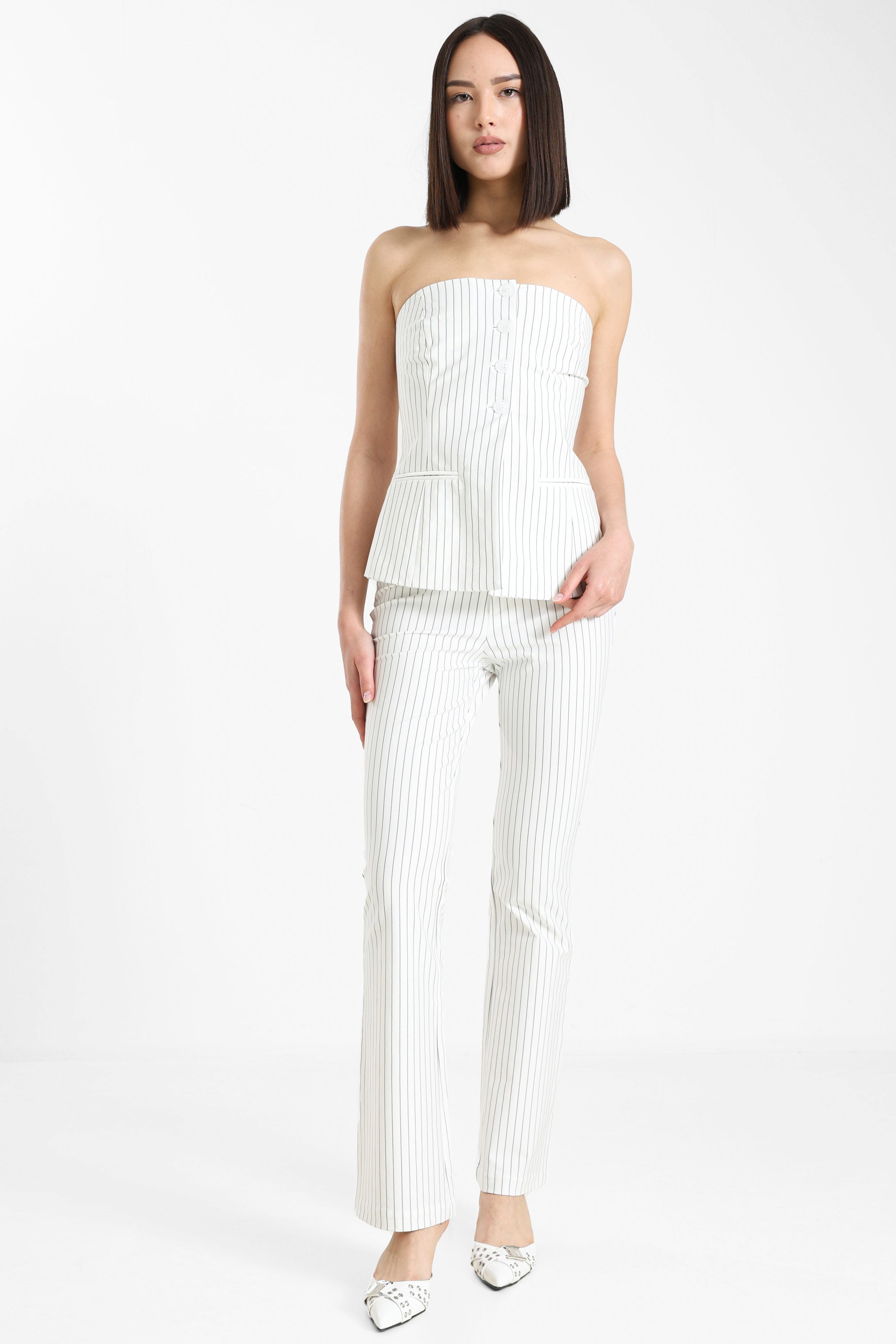 Pantalone a zampa - Ecru