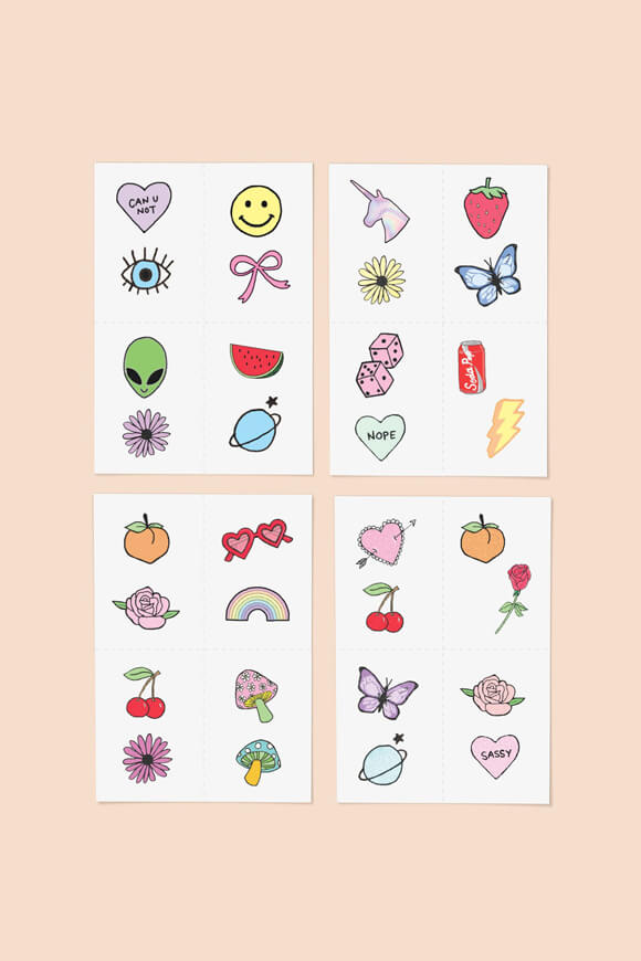 Tatouages autocollants Retro Littles - Multicolor