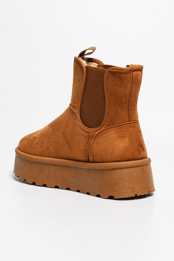 Gefütterte Plateau Stiefelette - Tan