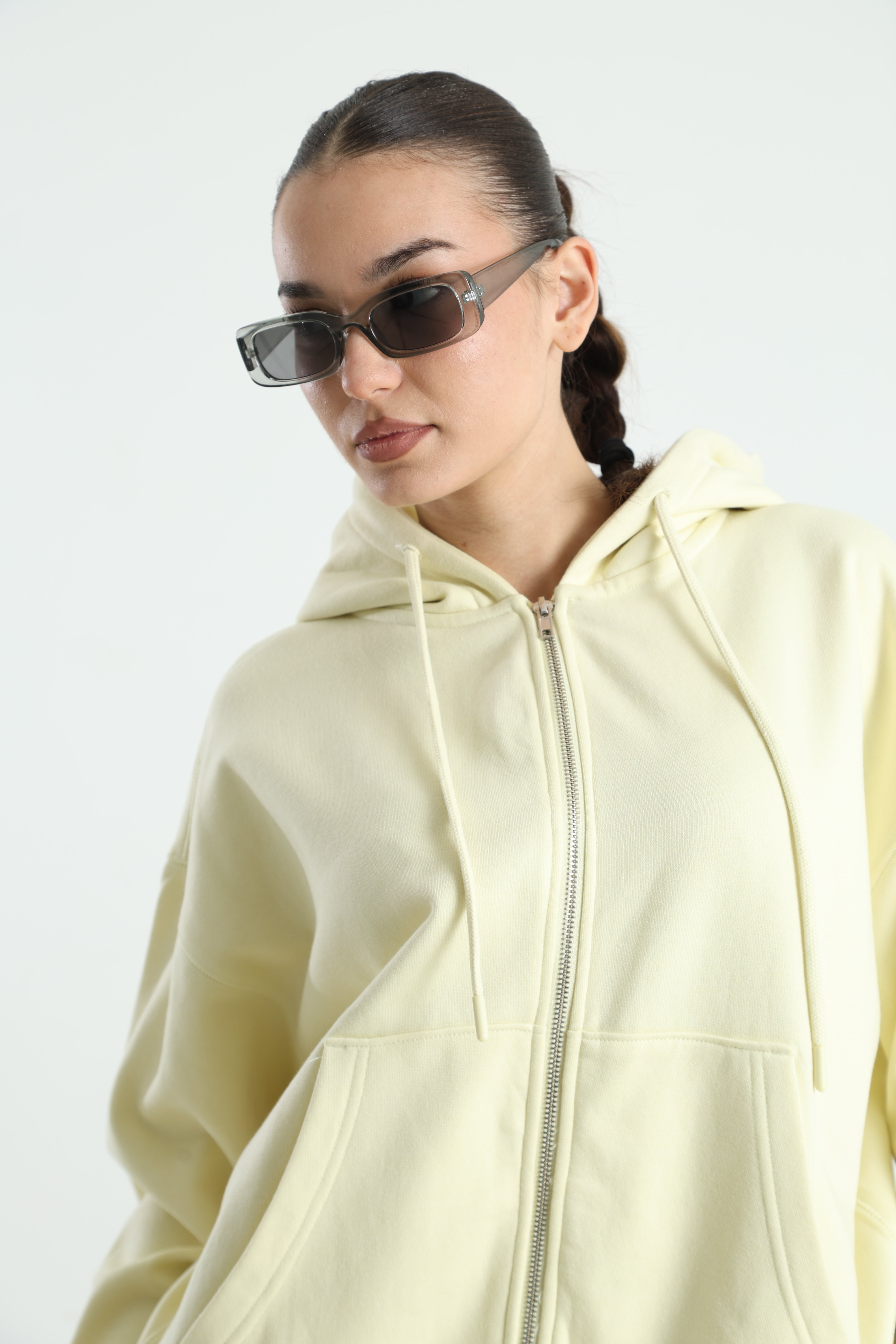 Hooded sweat jacket - Light yellow