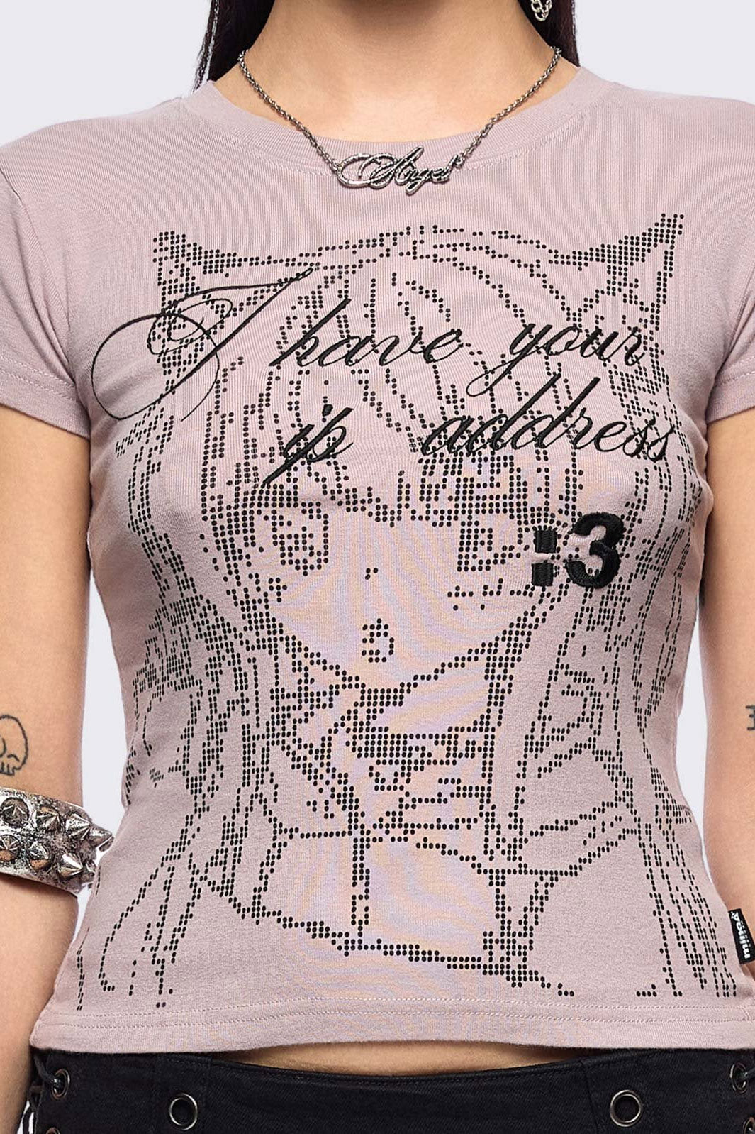 IP Adress Crop T-Shirt - Dusky Pink