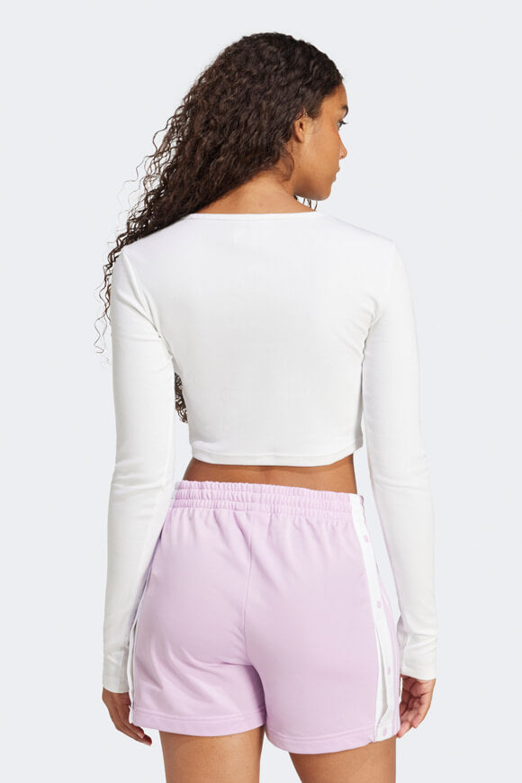 Camicia corta a coste maniche lunghe - White