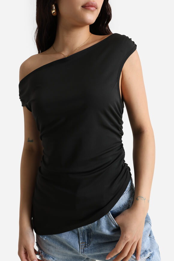 One Shoulder Top - Schwarz