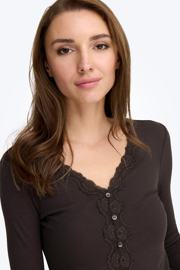 ONLENEA shirt côtelé manches longues - Black Coffee