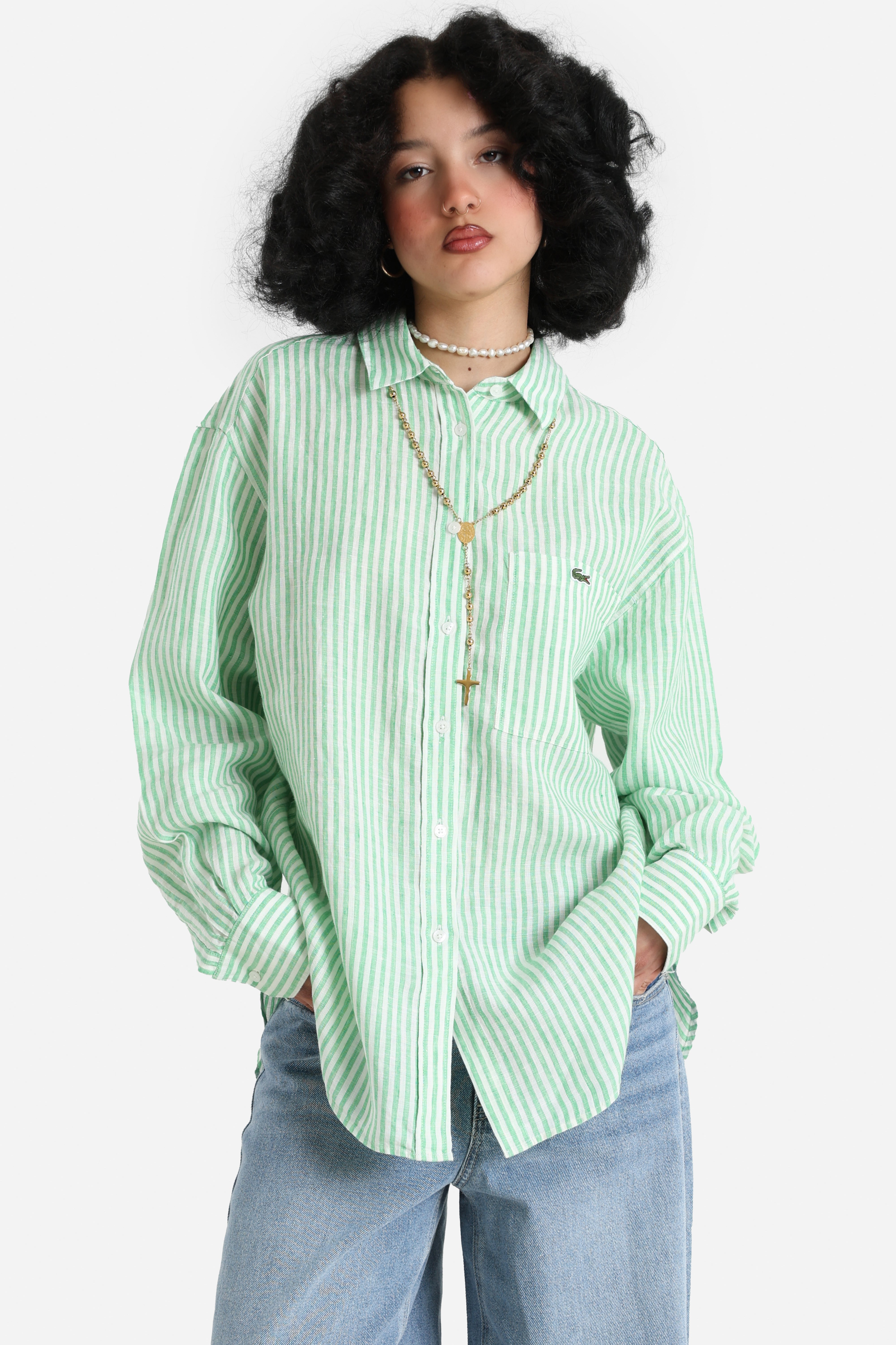 Oversize Leinenhemd - White + Peppermint