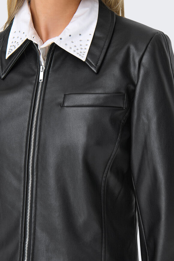 Veste en similicuir Crop - Black