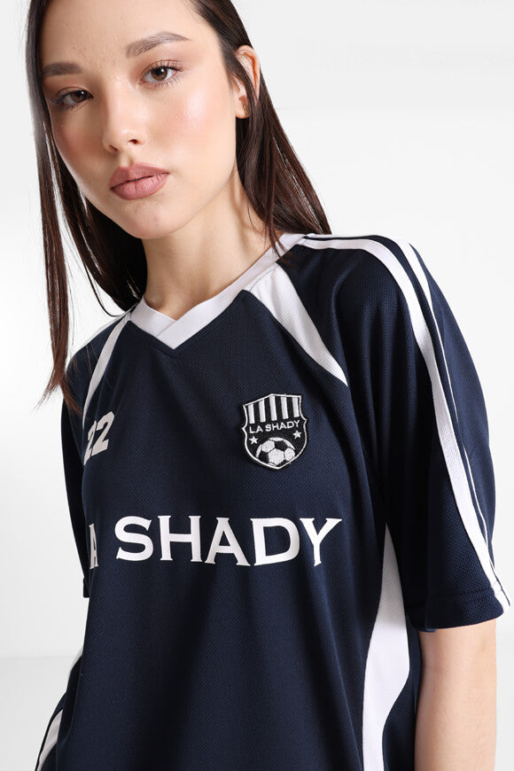 Maglietta oversize in rete - Navy + White