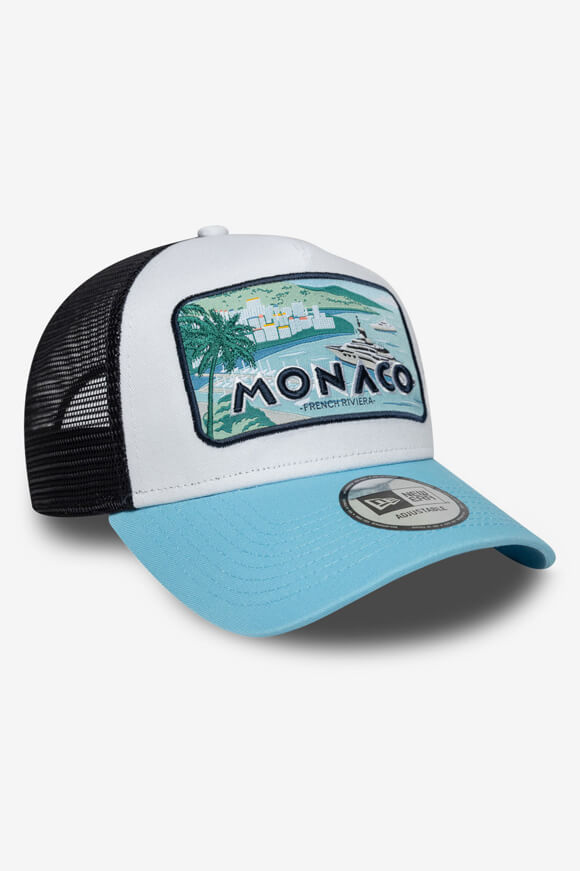 Monaco Trucker Cap / Snapback - White + Light Blue + Black