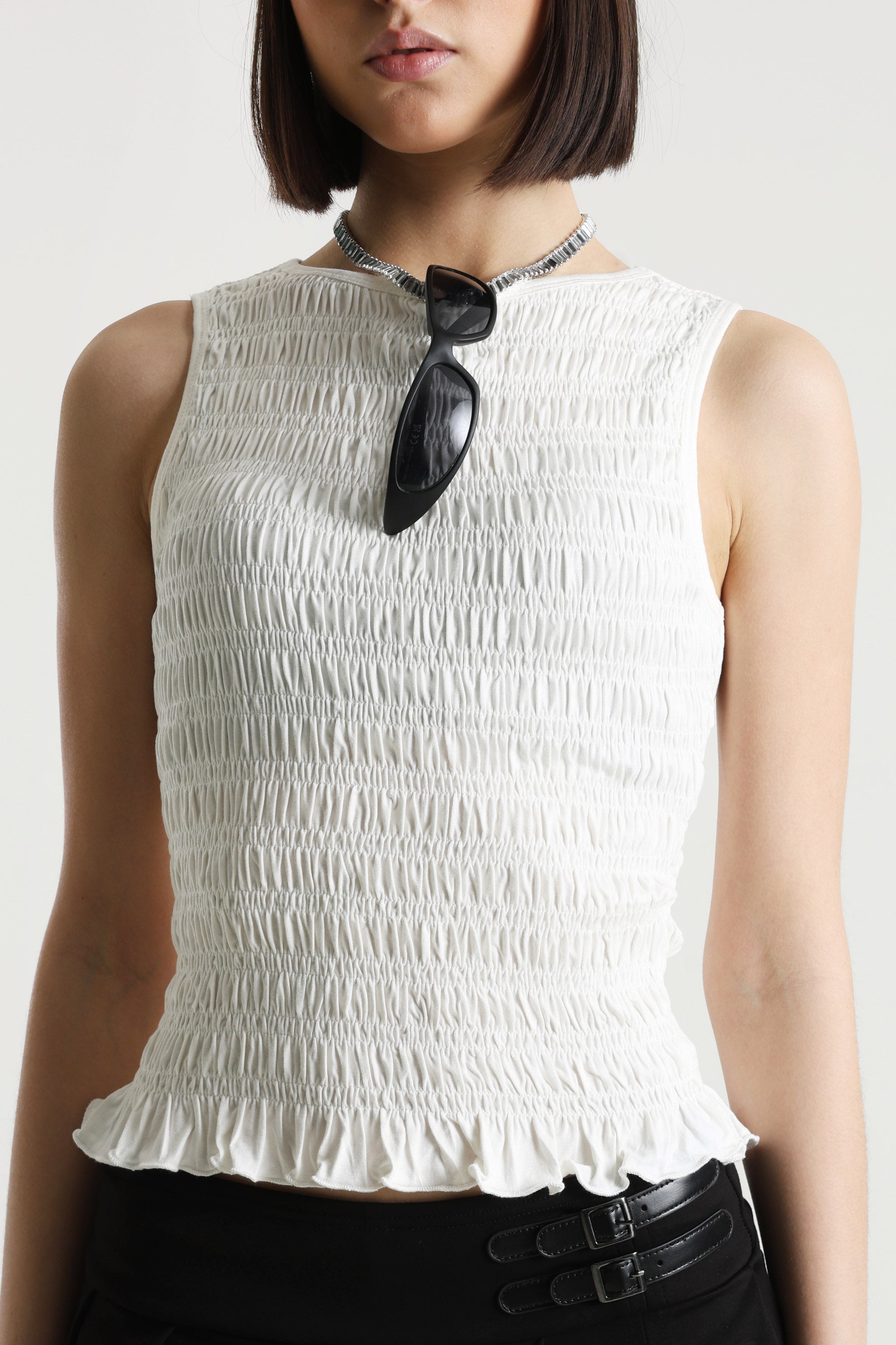 Gesmoktes Top - Creme