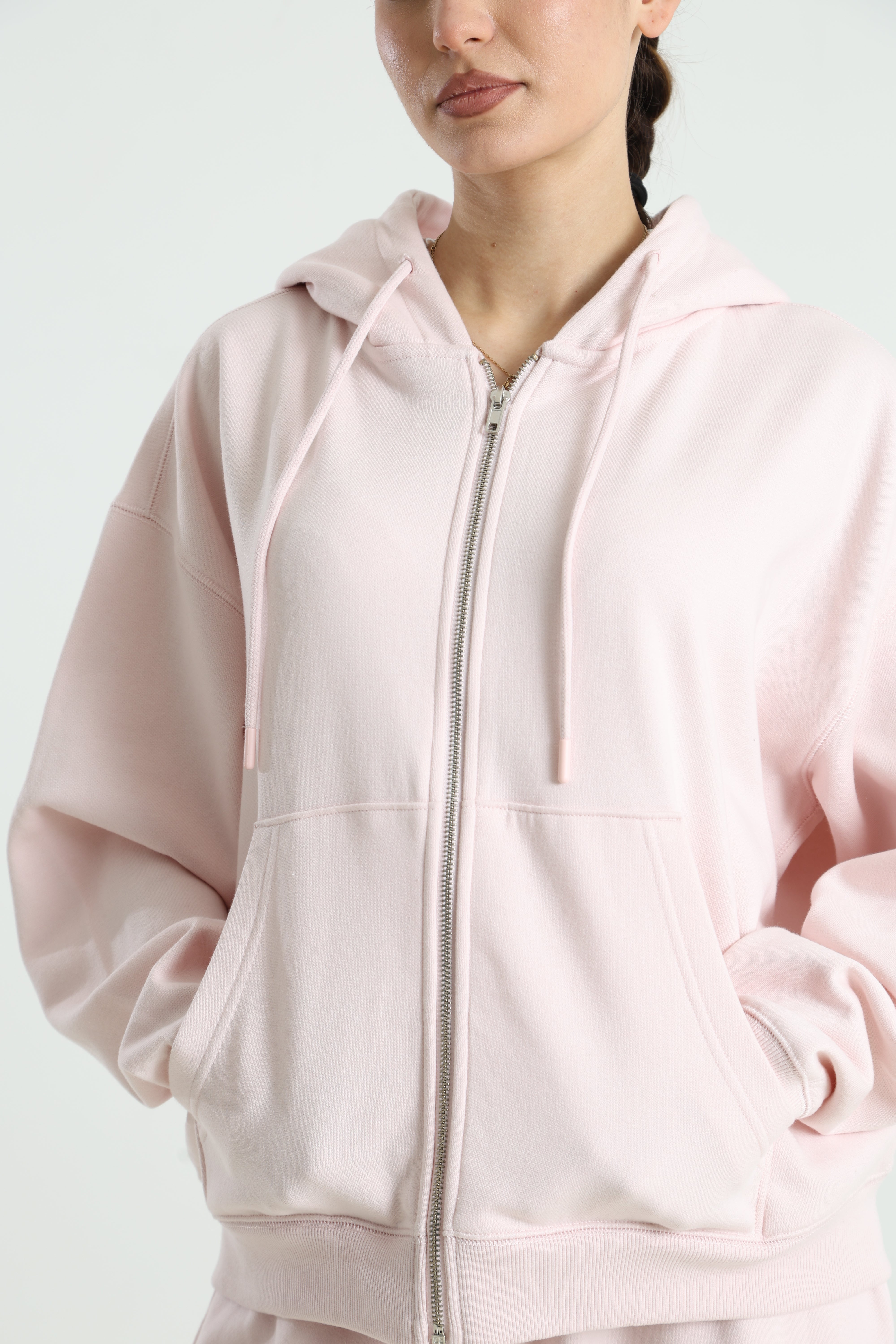 Hooded sweat jacket - Light pink