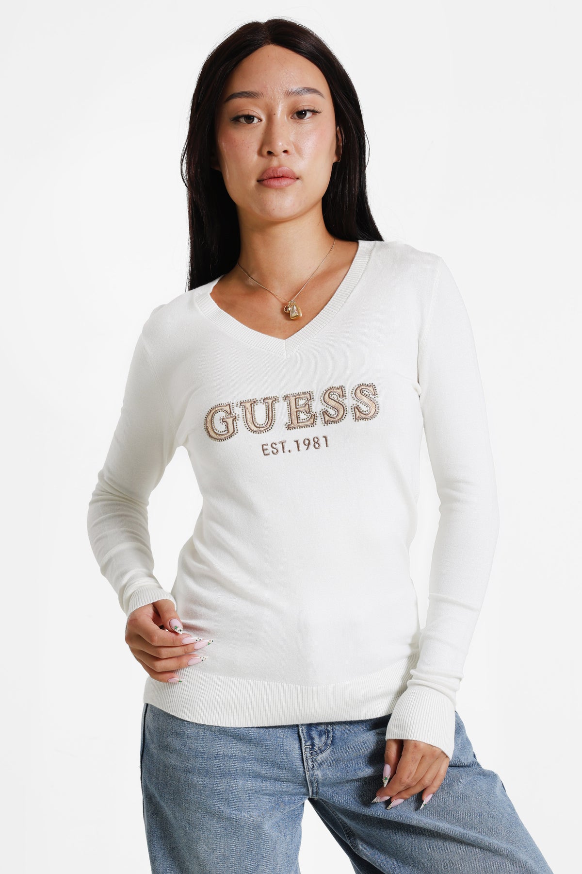 Fine knit sweater - Cream