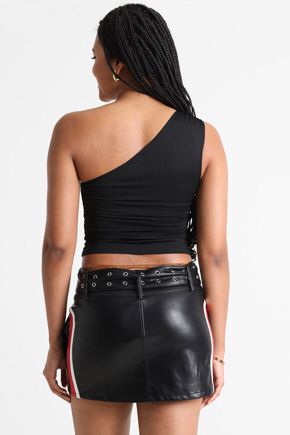 One Shoulder Crop Top - Noir