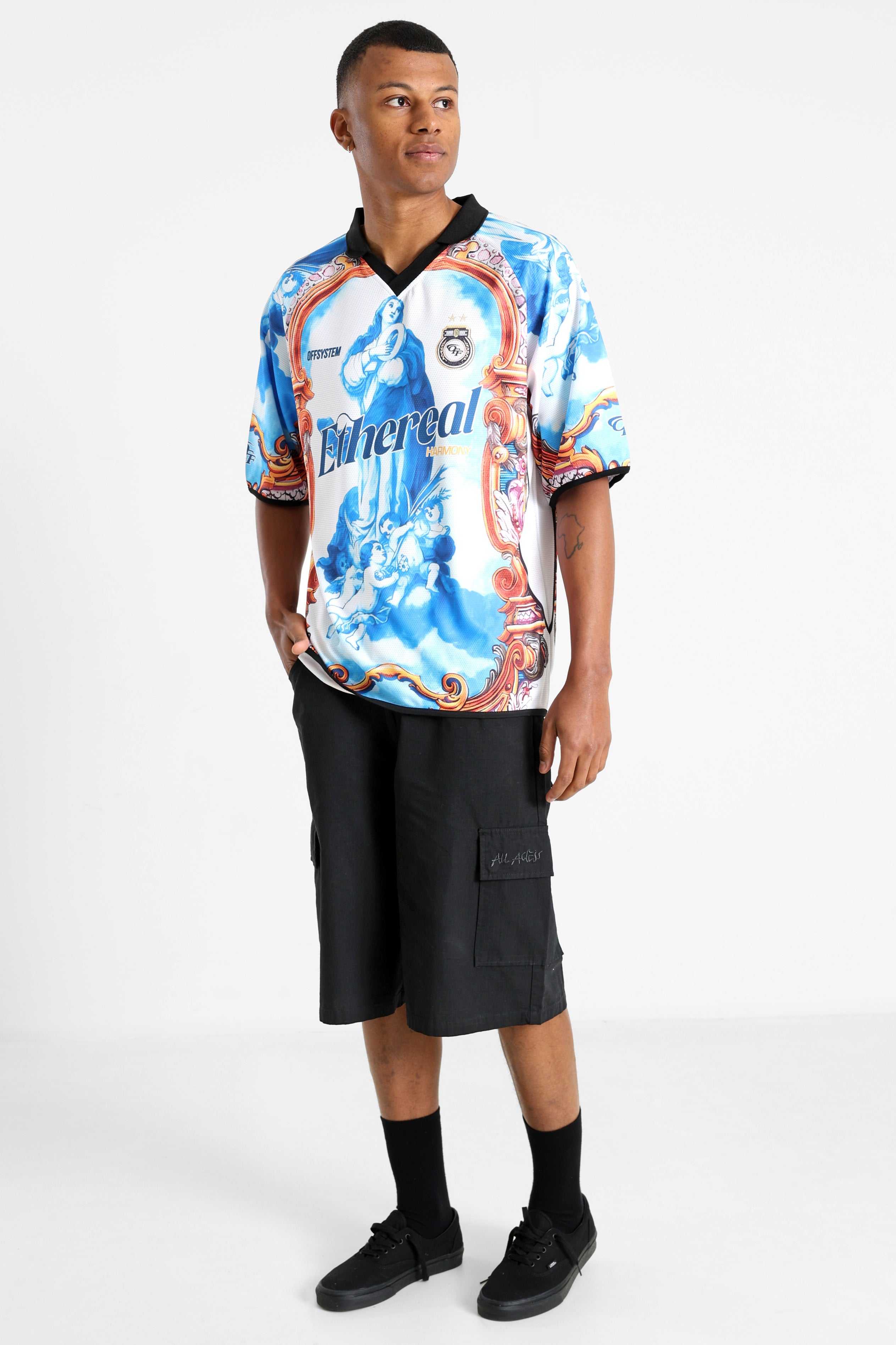 Mesh Poloshirt - White + Blue