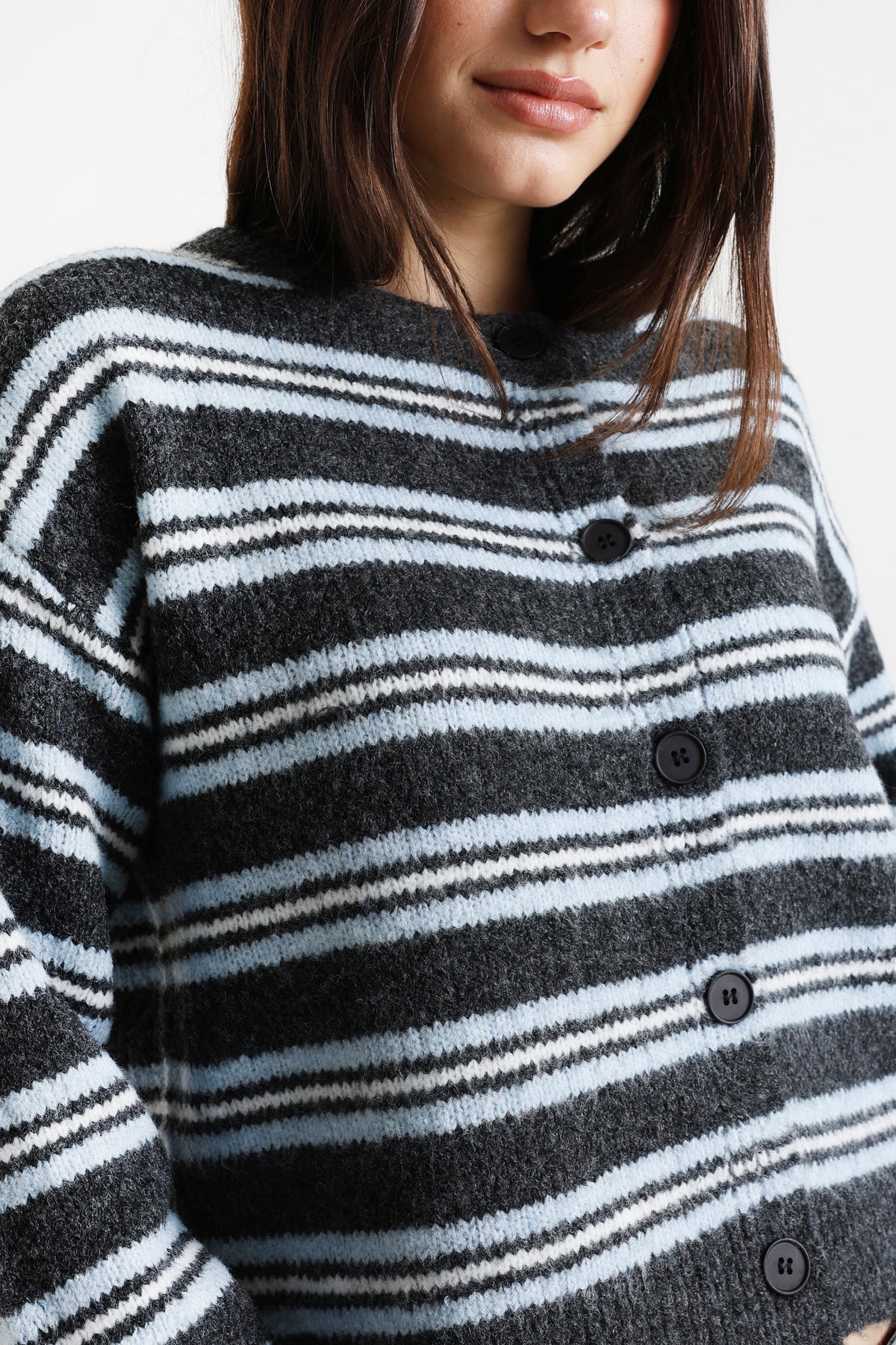 Cardigan - Anthracite + Light Blue