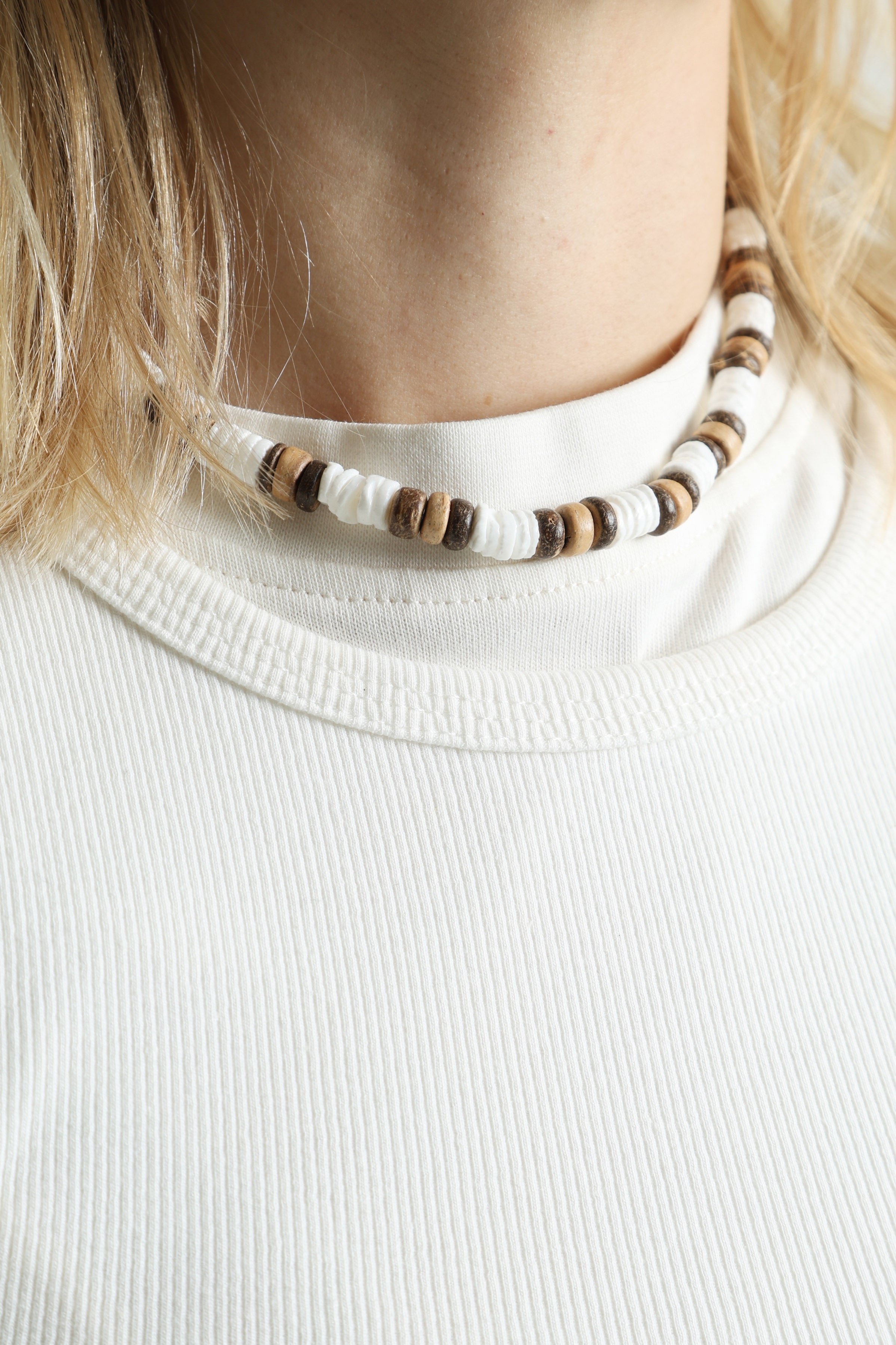 Halskette - White + Brown + Beige