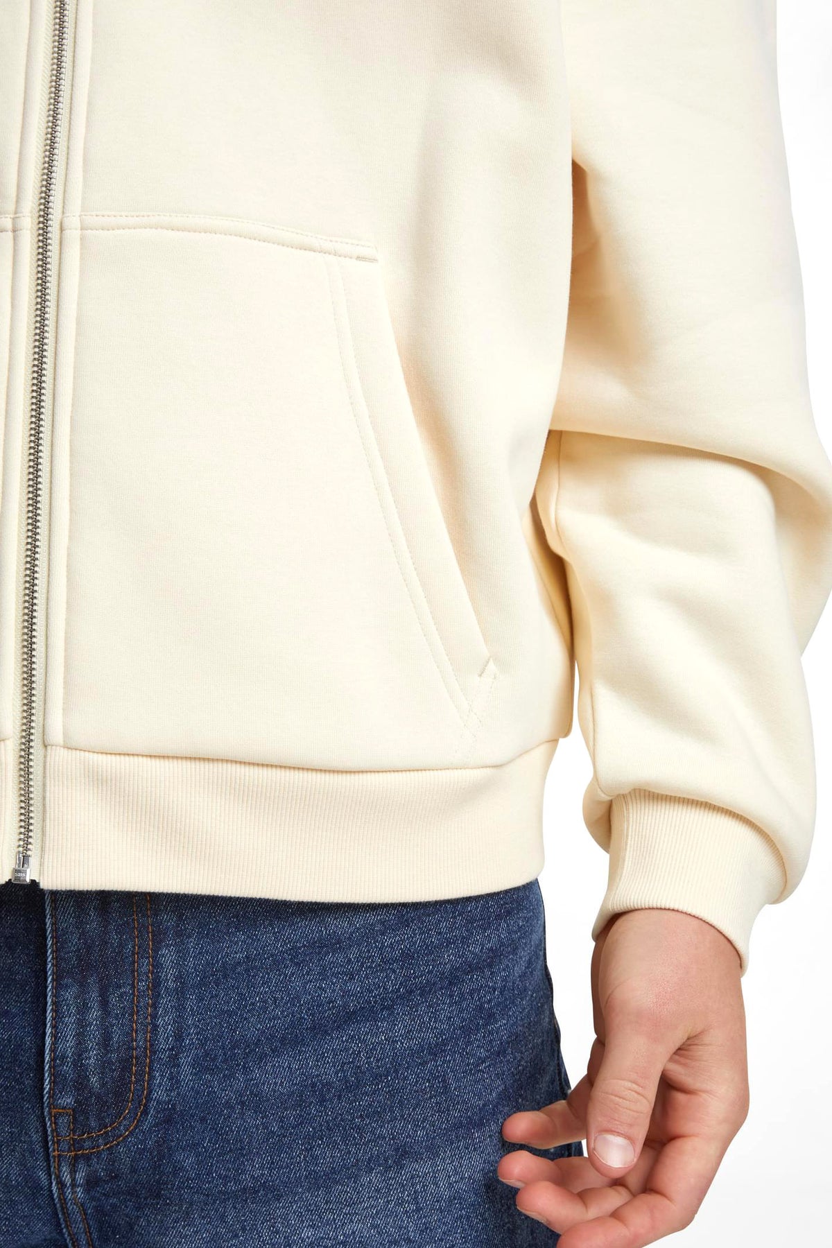 Fluffy Kapuzensweatjacke - Whitesand