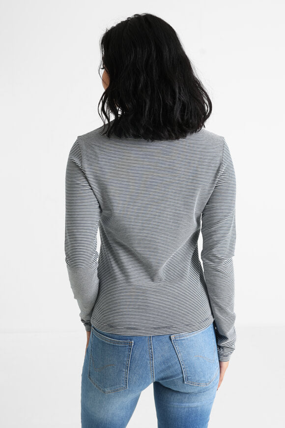 Stripe Essential Langarmshirt - Dark Night Navy