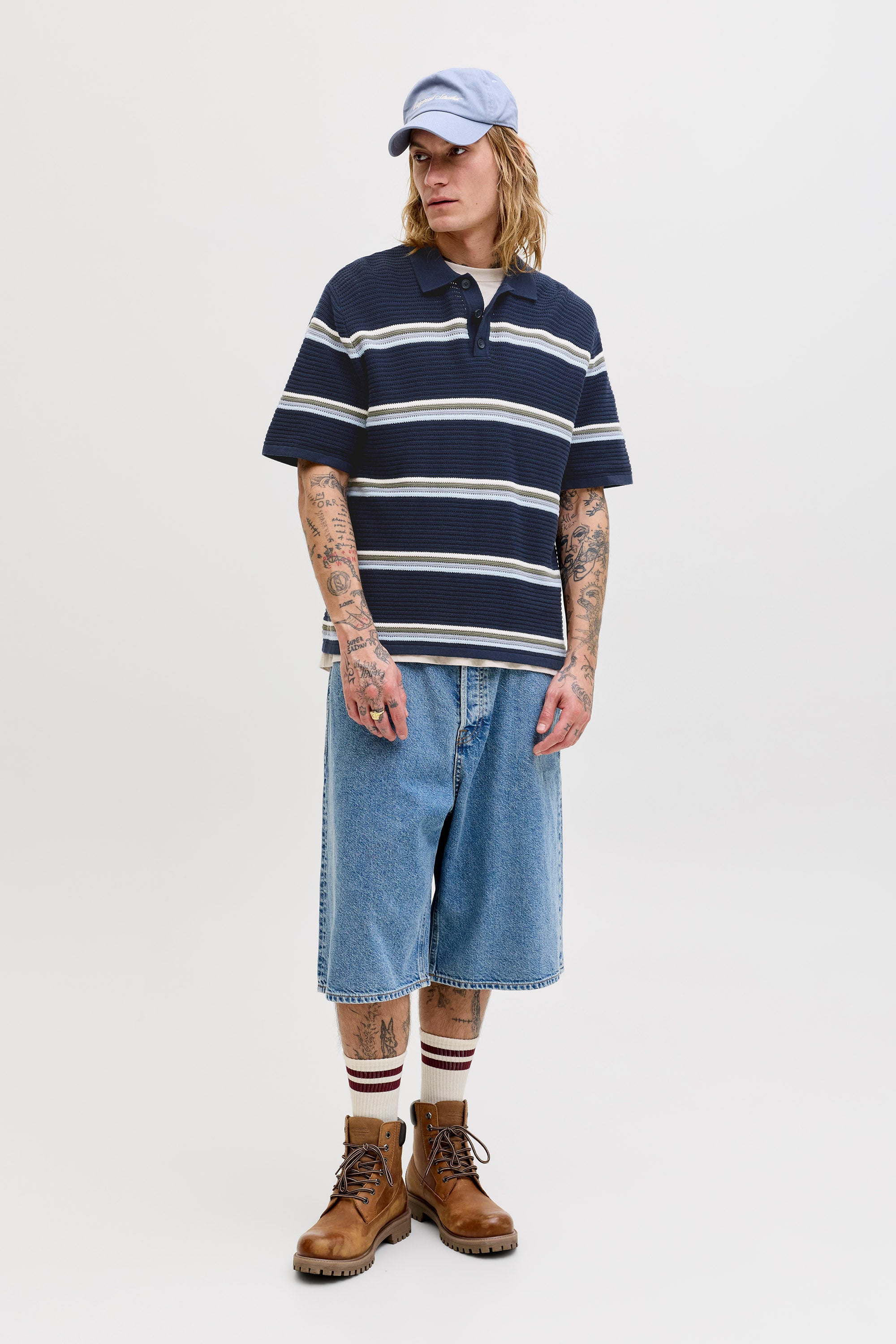 JORMAINE Strick Poloshirt - Sky Captain