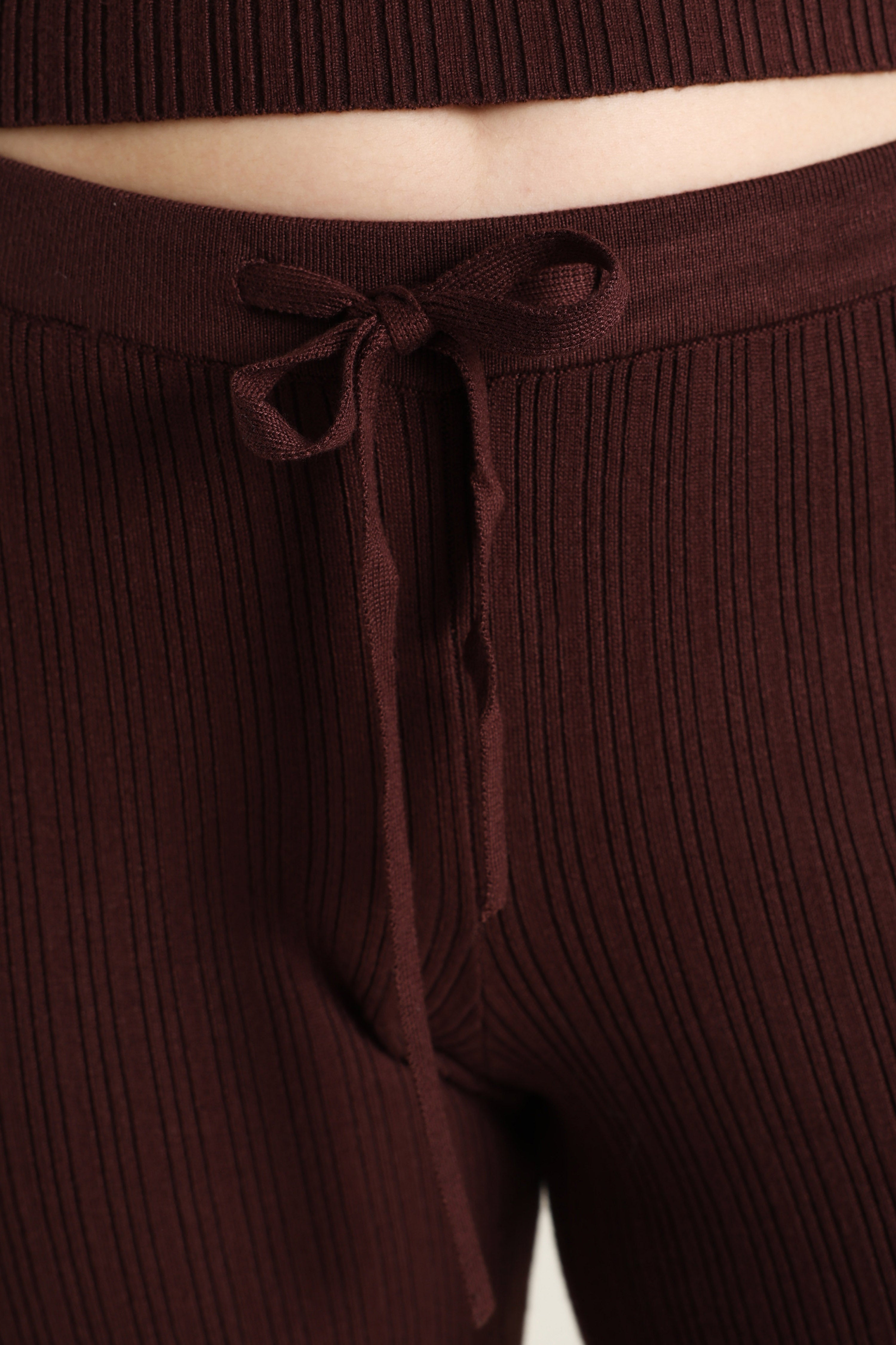 Gerippte Strickhose - Dunkelbraun