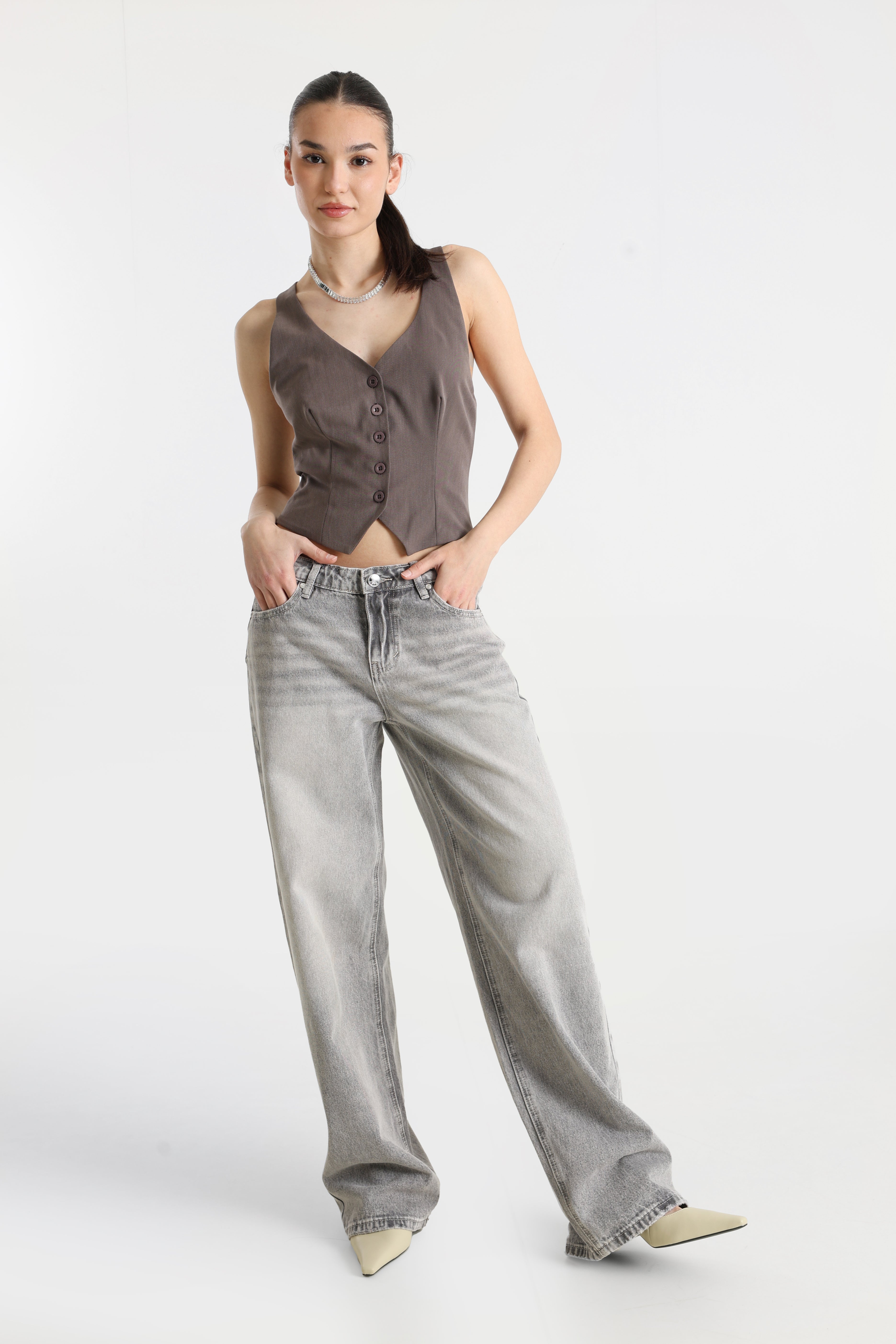 Neckholder Crop Top - Taupe