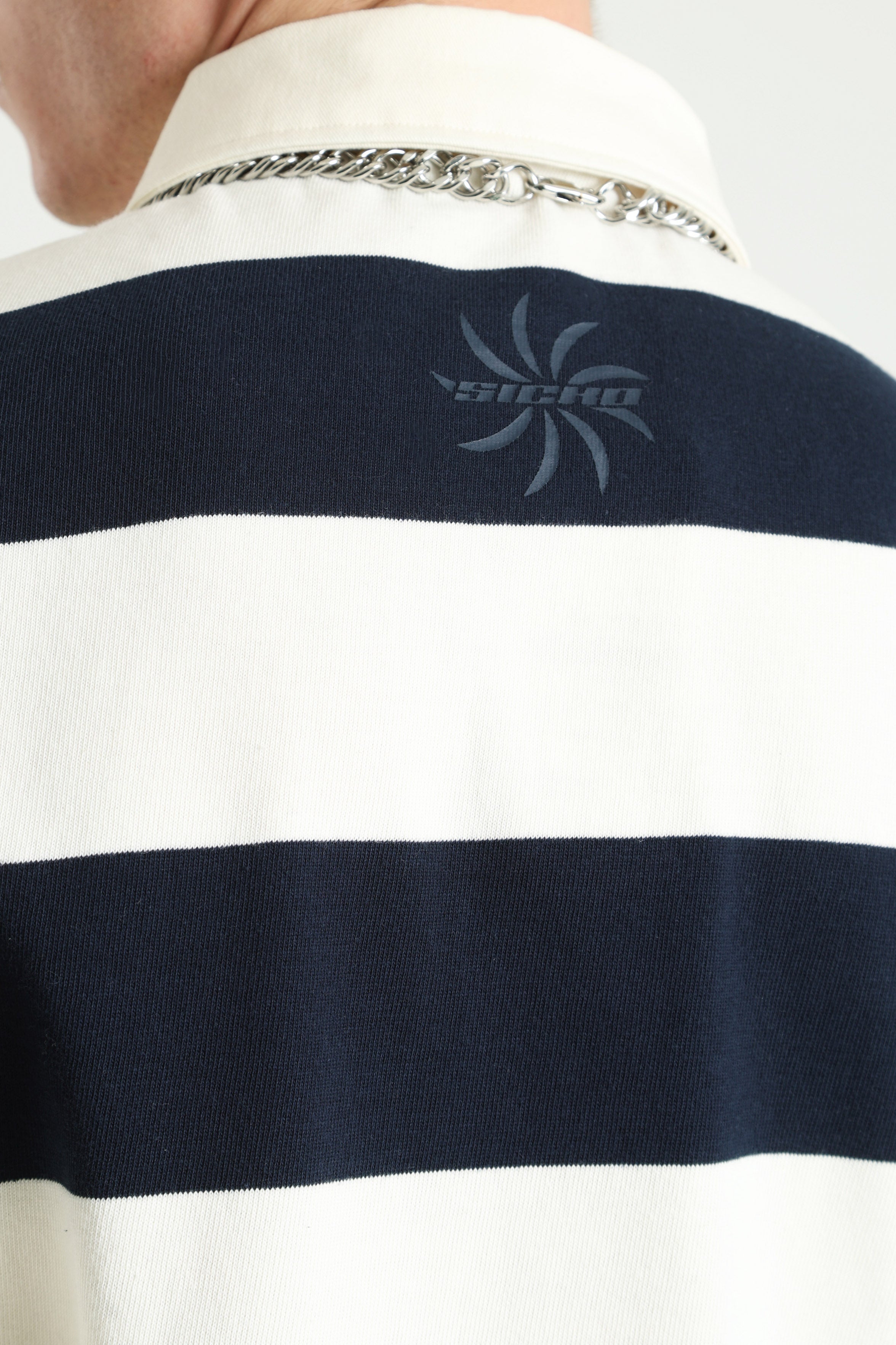Poloshirt - Offwhite + Marineblau