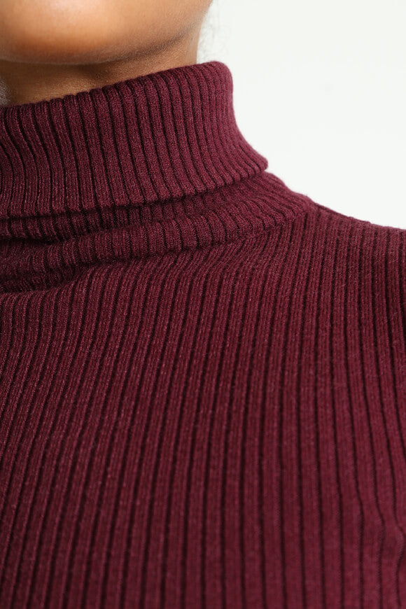 Ribbed crop knit sweater - Bordeaux