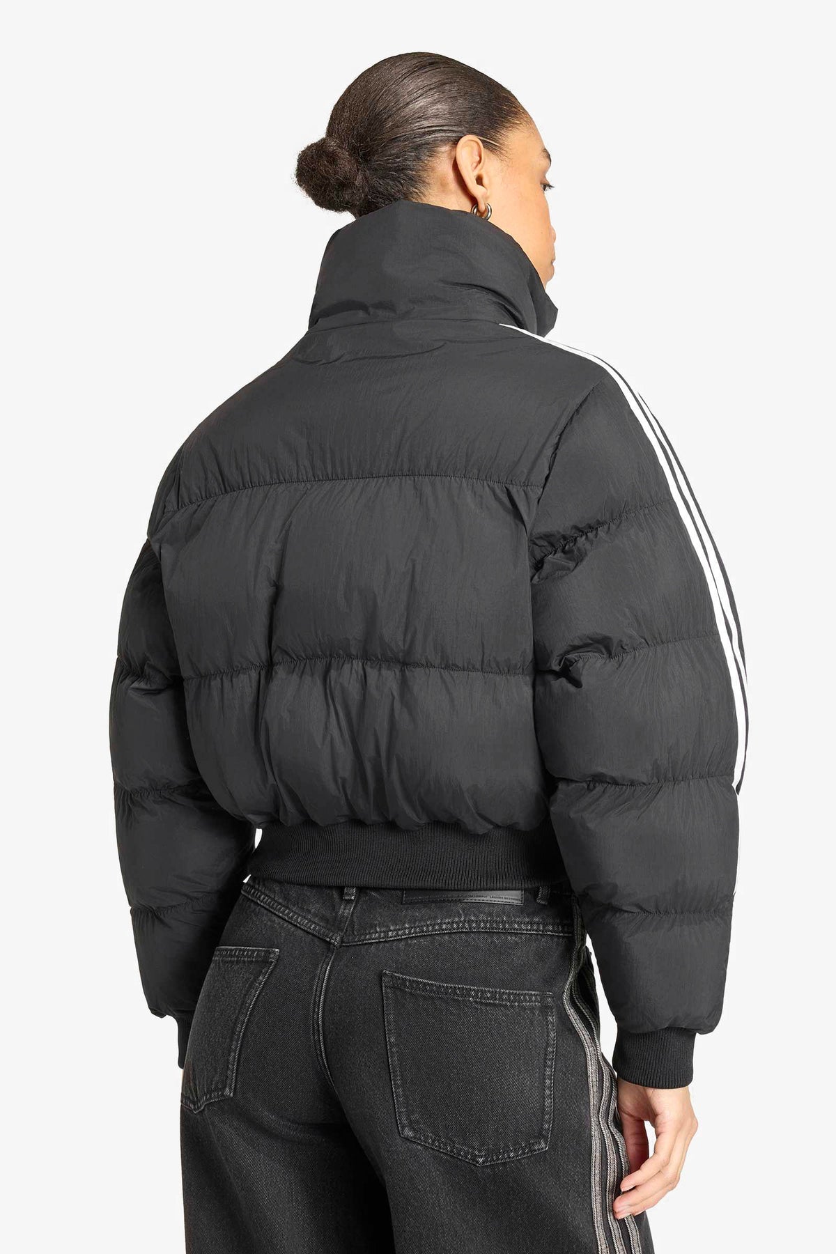 Crop Puffer Bomberjacke - Black