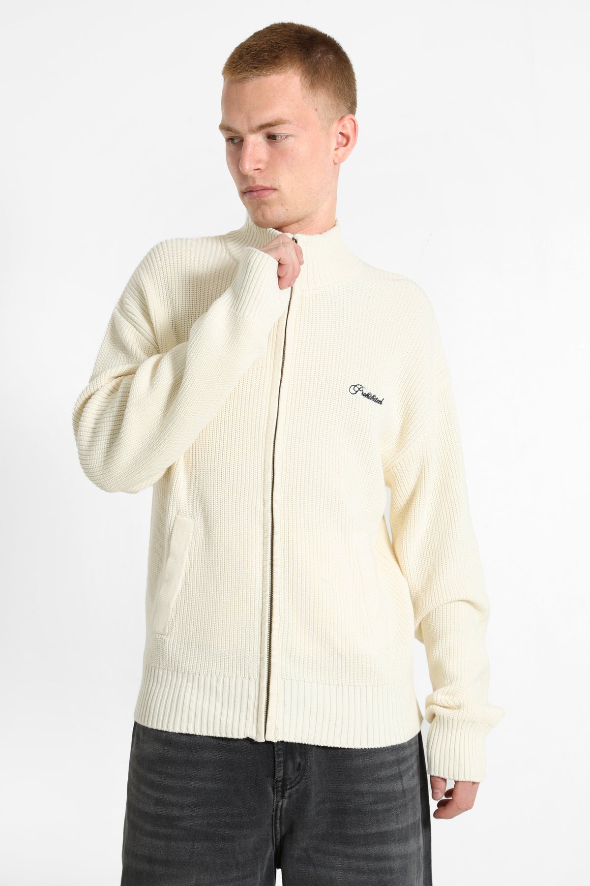 Campus jaquette en tricot côtelé - Cream