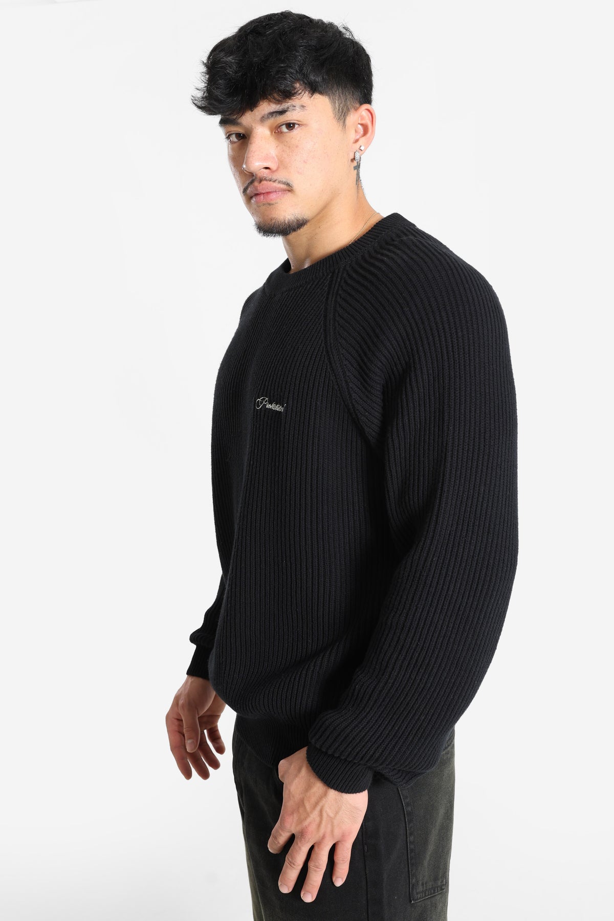 Campus pull en tricot côtelé - Black