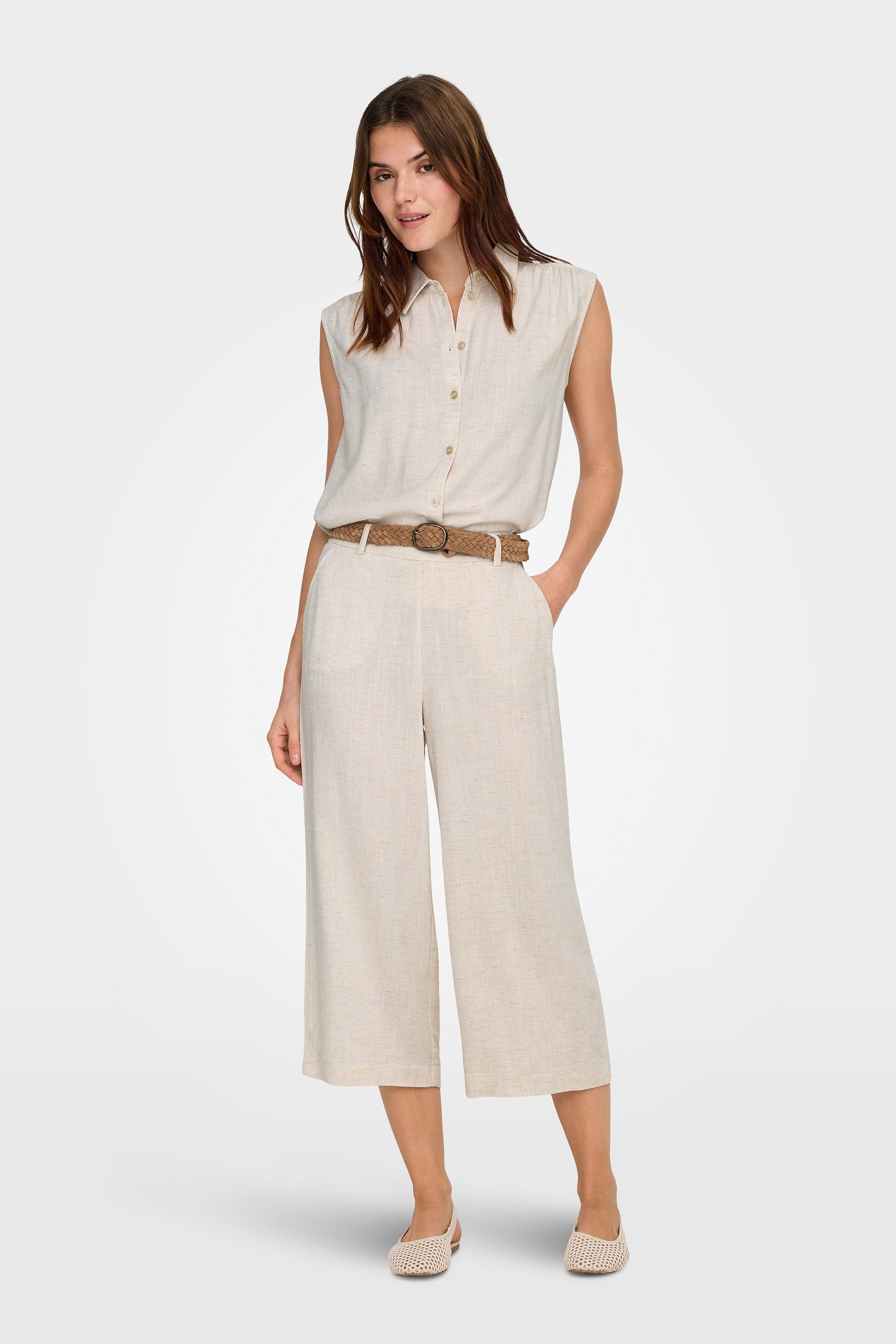 ONLSIESTA 7/8 Leinenhose - Moonbeam