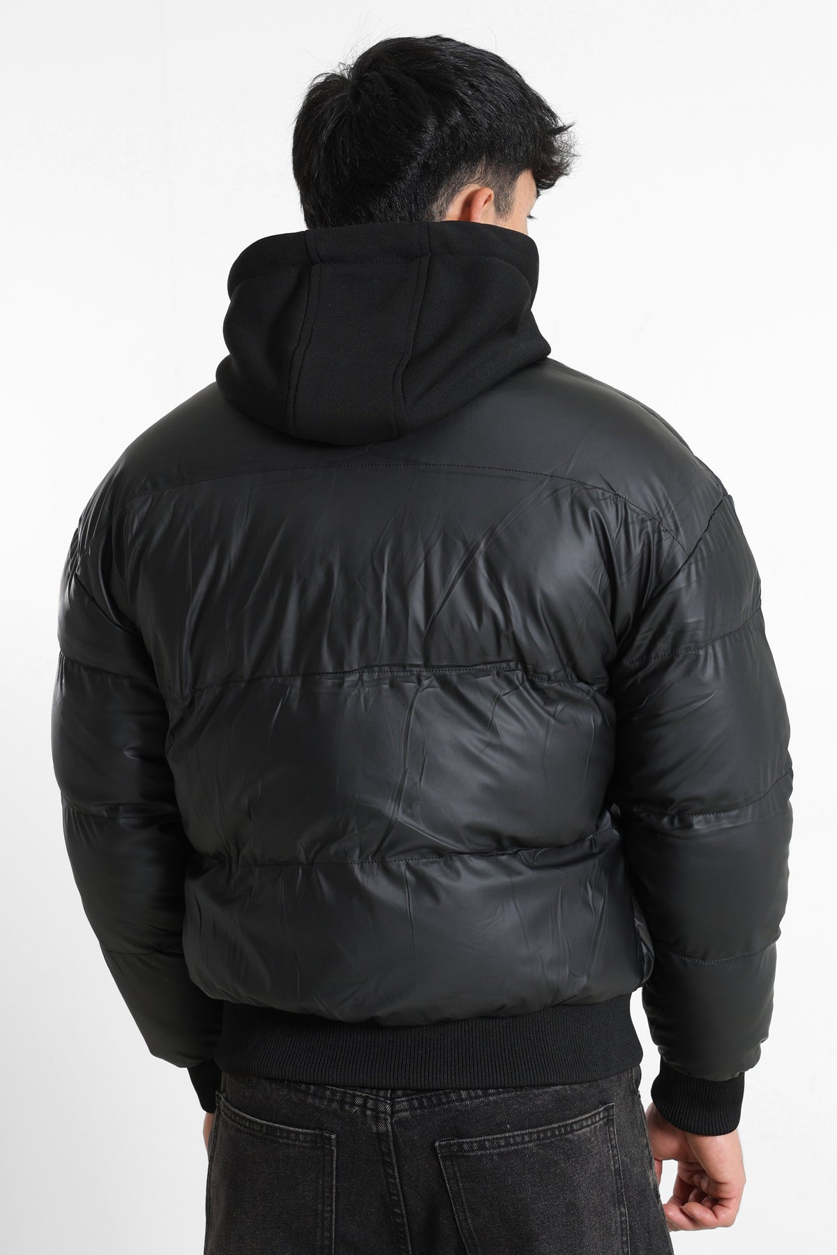 Veste matelassée en similicuir - Black + Offwhite