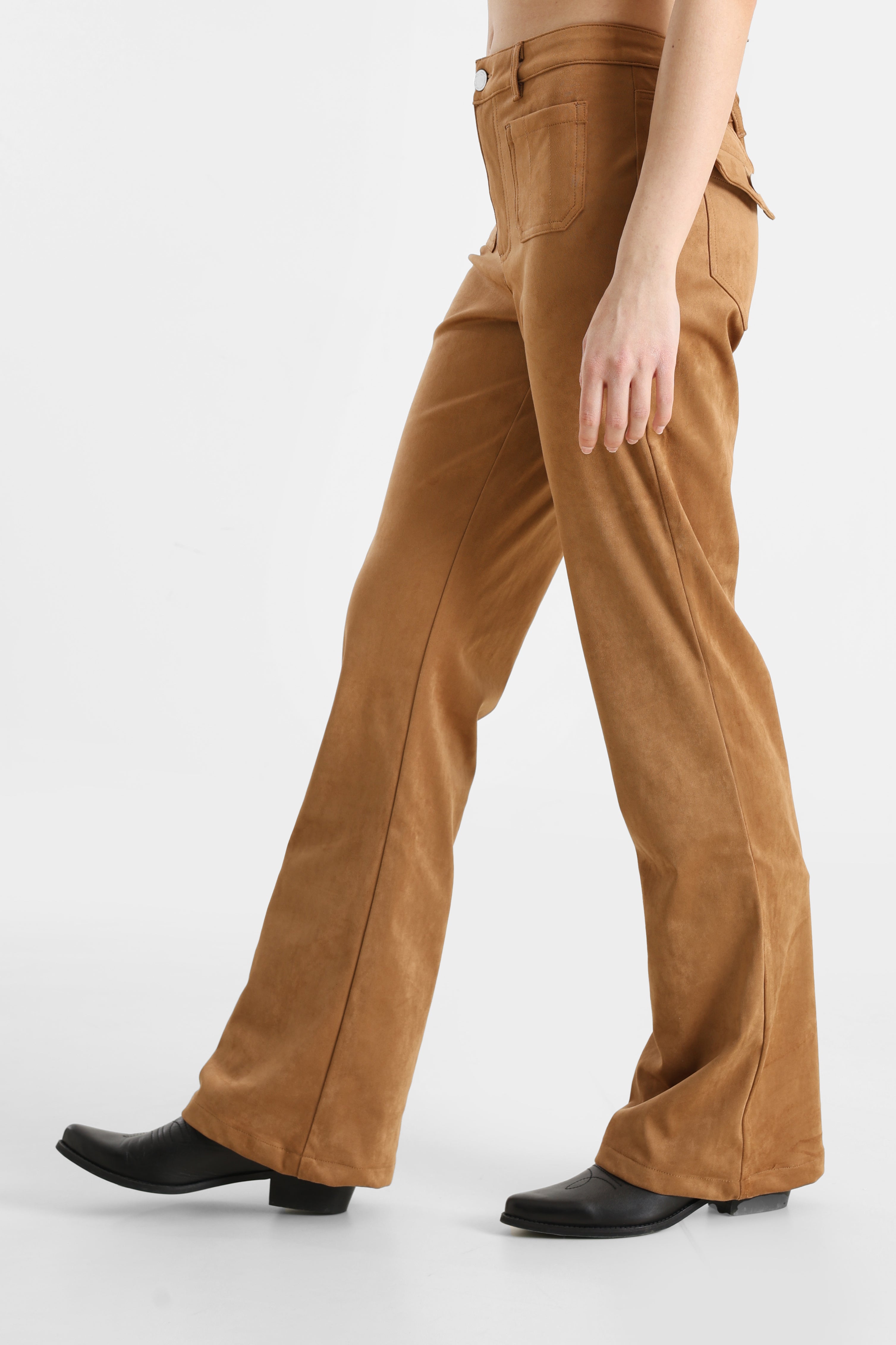 Kunstwildleder Hose - Cognac