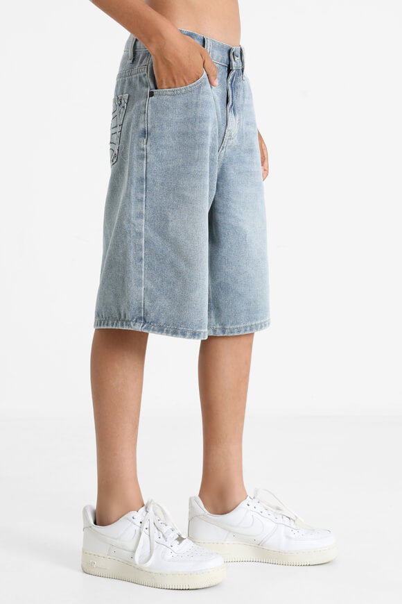 Baggy Fit Jeansshorts - Blau Denim