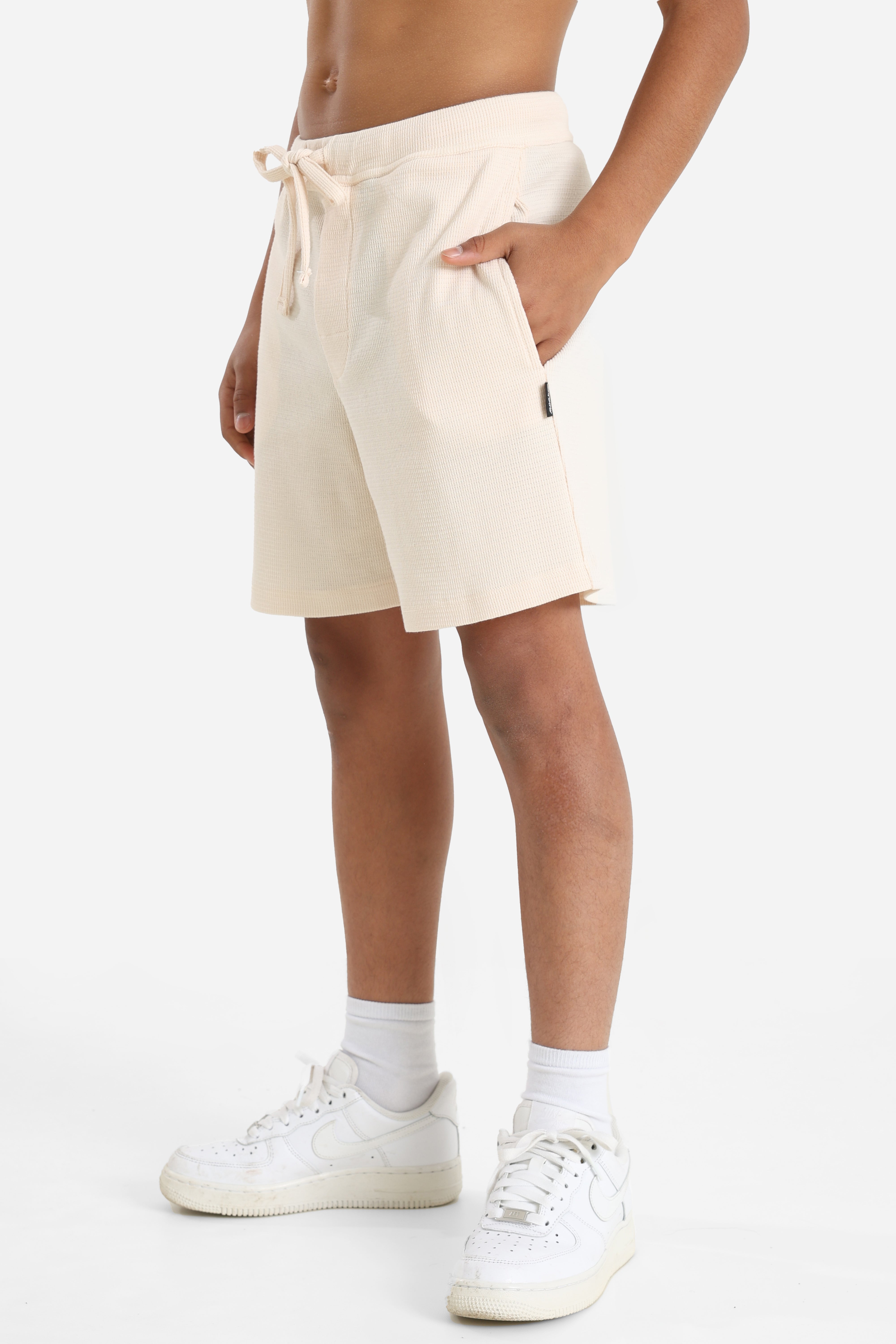 Structured fabric shorts - Cream