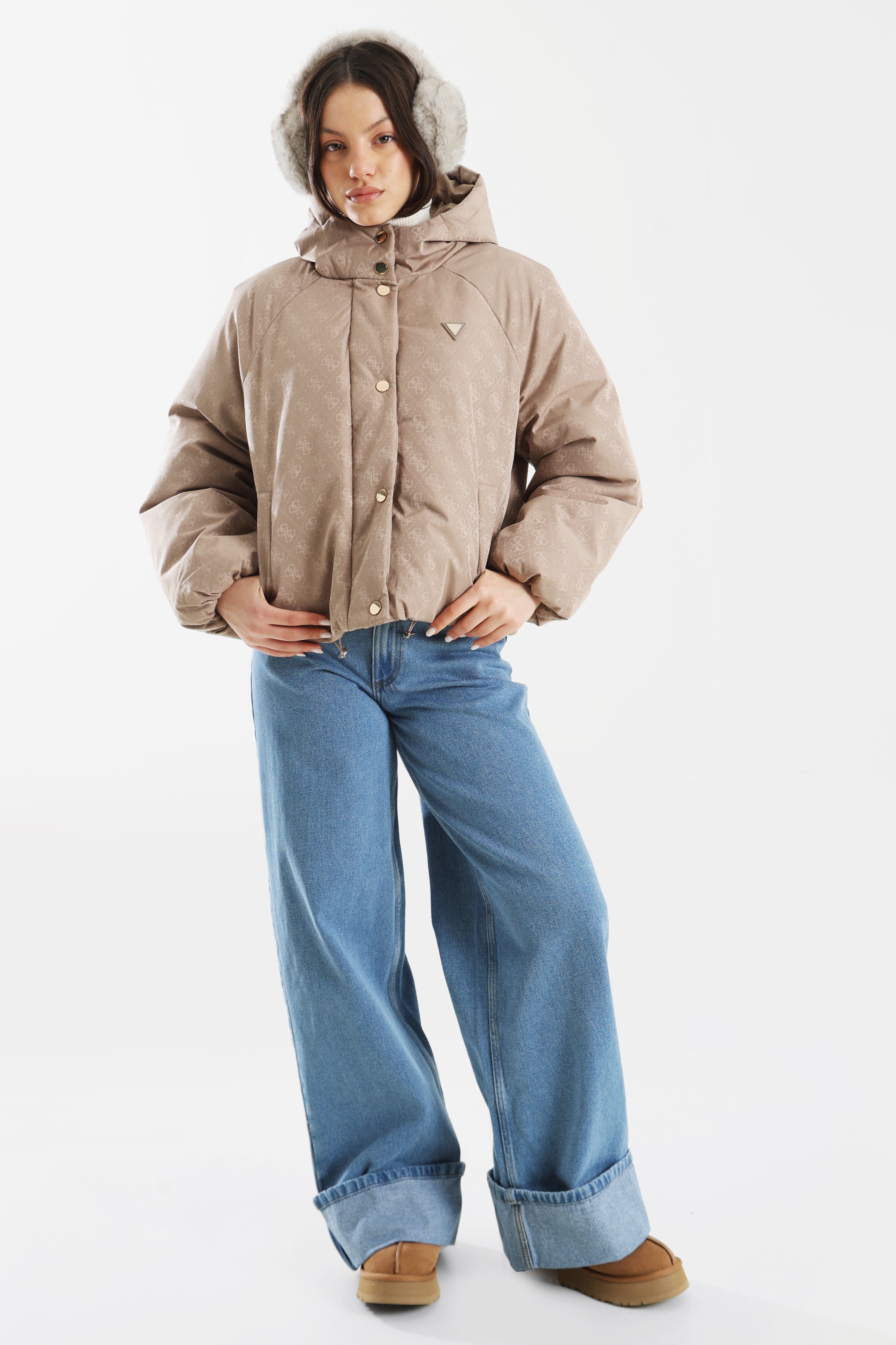 Jacquard Pufferjacke - Tan