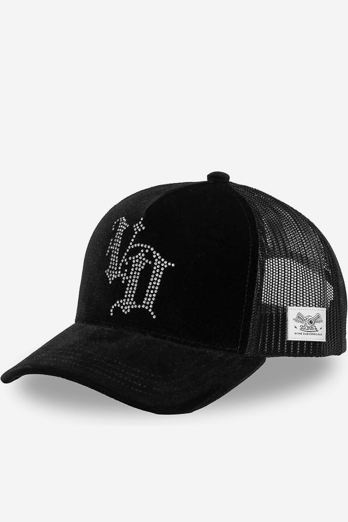 Casquette trucker en velours / snapback - Black