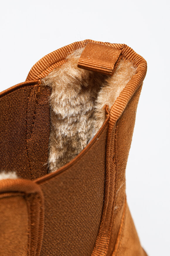 Gefütterte Plateau Stiefelette - Tan