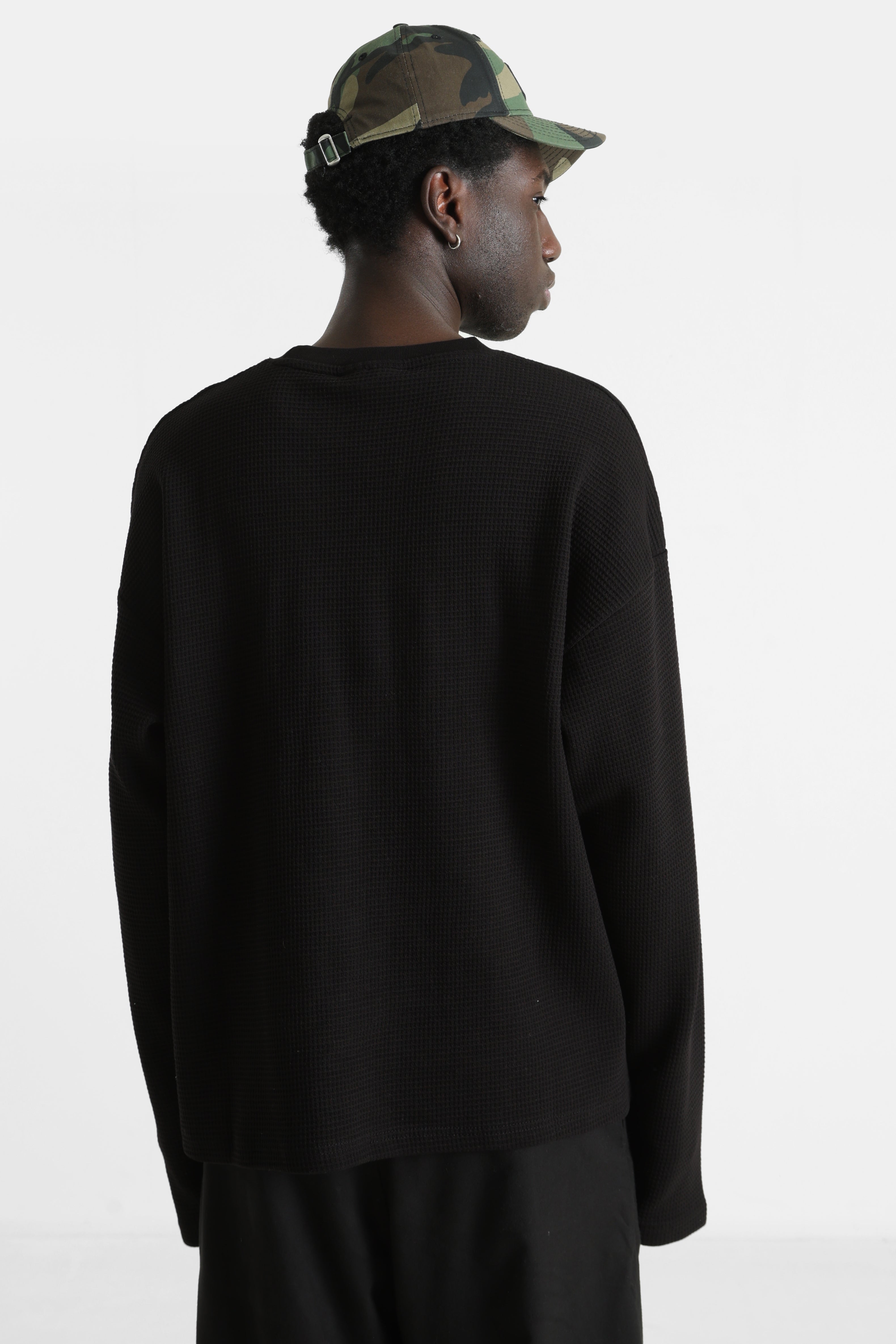 Signar Langarmshirt aus Waffelstoff - Black