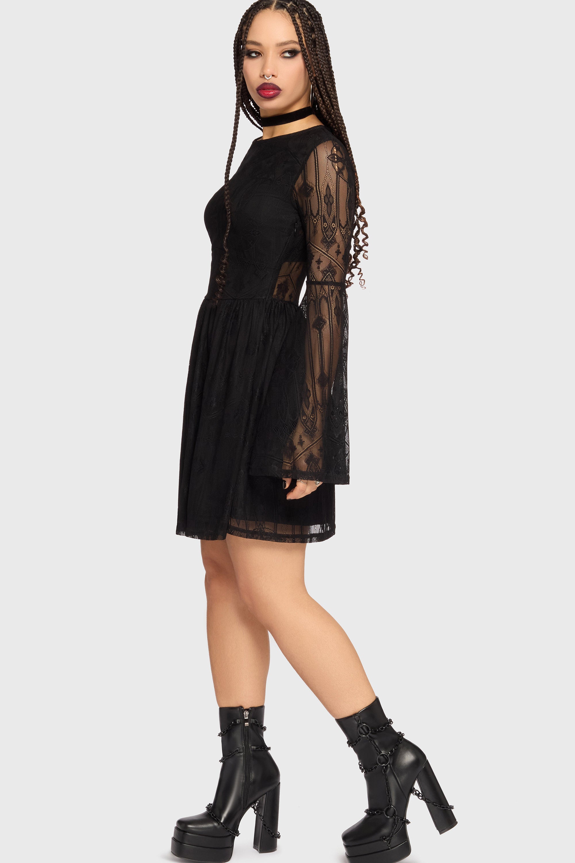 Obscura Sanctum Spitzen Minikleid - Black