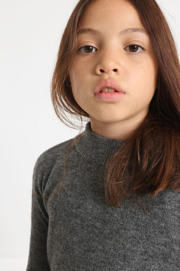 Oversized knitted sweater - Dark gray mottled