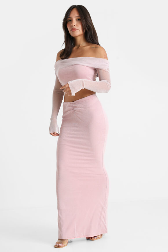 Glitter Off Shoulder Top - Pink